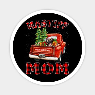 Christmas Mastiff Mom Santa Hat Truck Tree Plaid Dog Mom Christmas Magnet